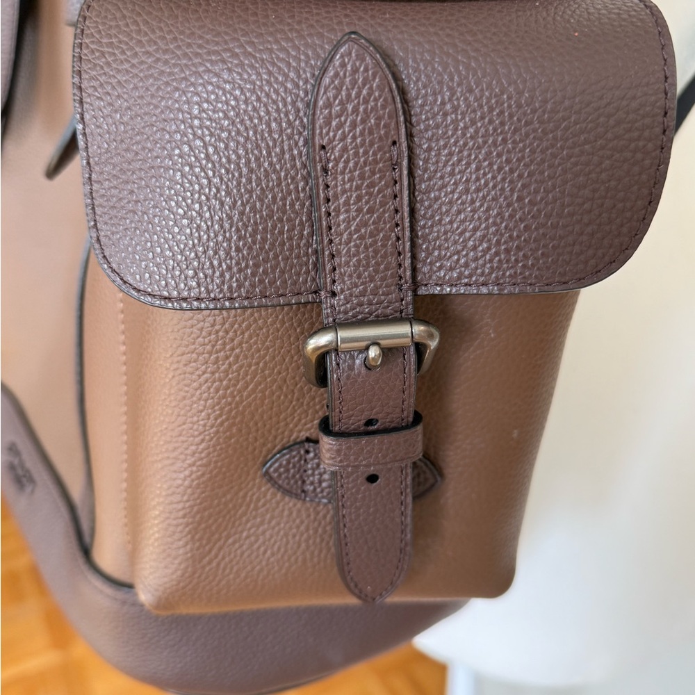 Coach Brown Leather Drawstring Backpack - Picture 3 of 12